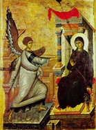 Neitsyt Marian ilmestys. Ikoni pyhän Klimentin kirkosta Makedoniasta 1500-luvulta. Kuva: Public Domain